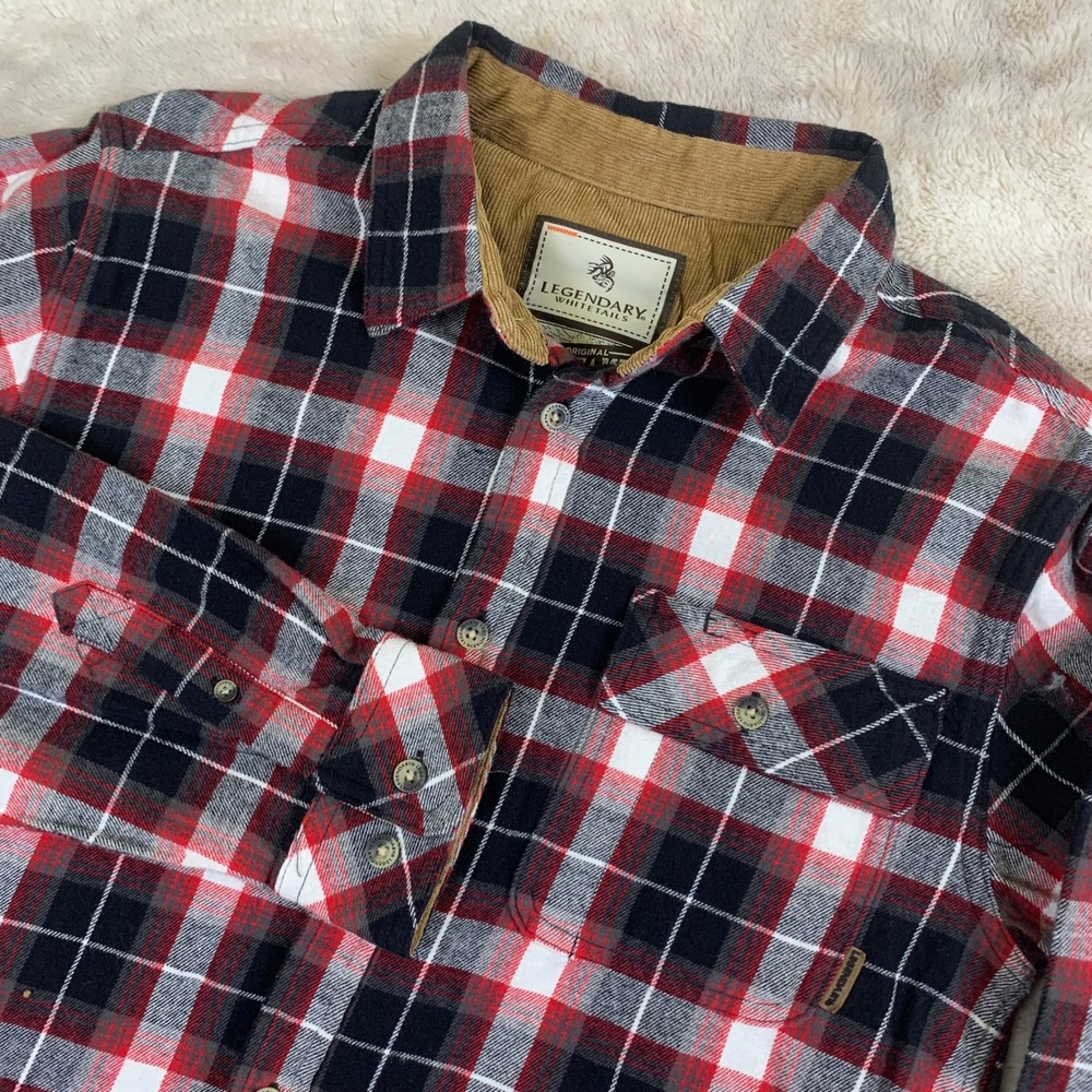 Legendary Whitetails Buck Camp Flannel Shirt Mens Medium Plaid‎ Hunting Outdoor